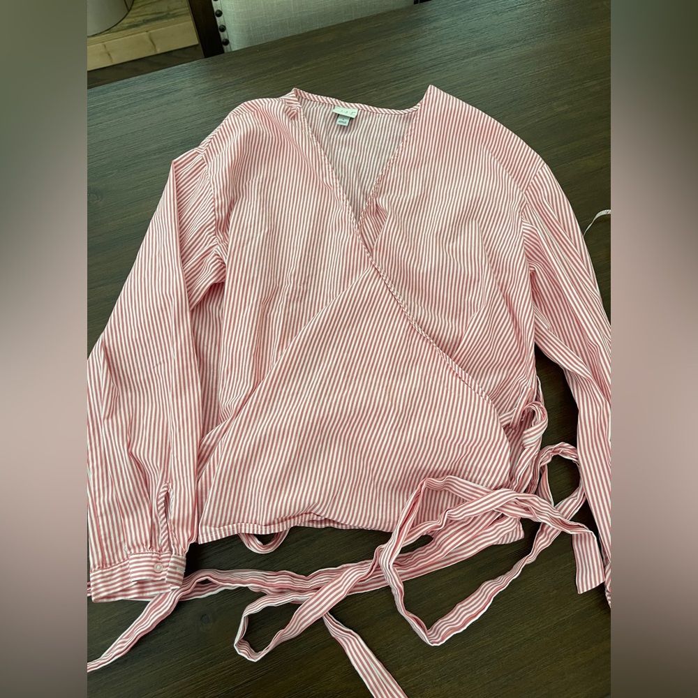 EUC A New Day Striped Pink Wrap Top